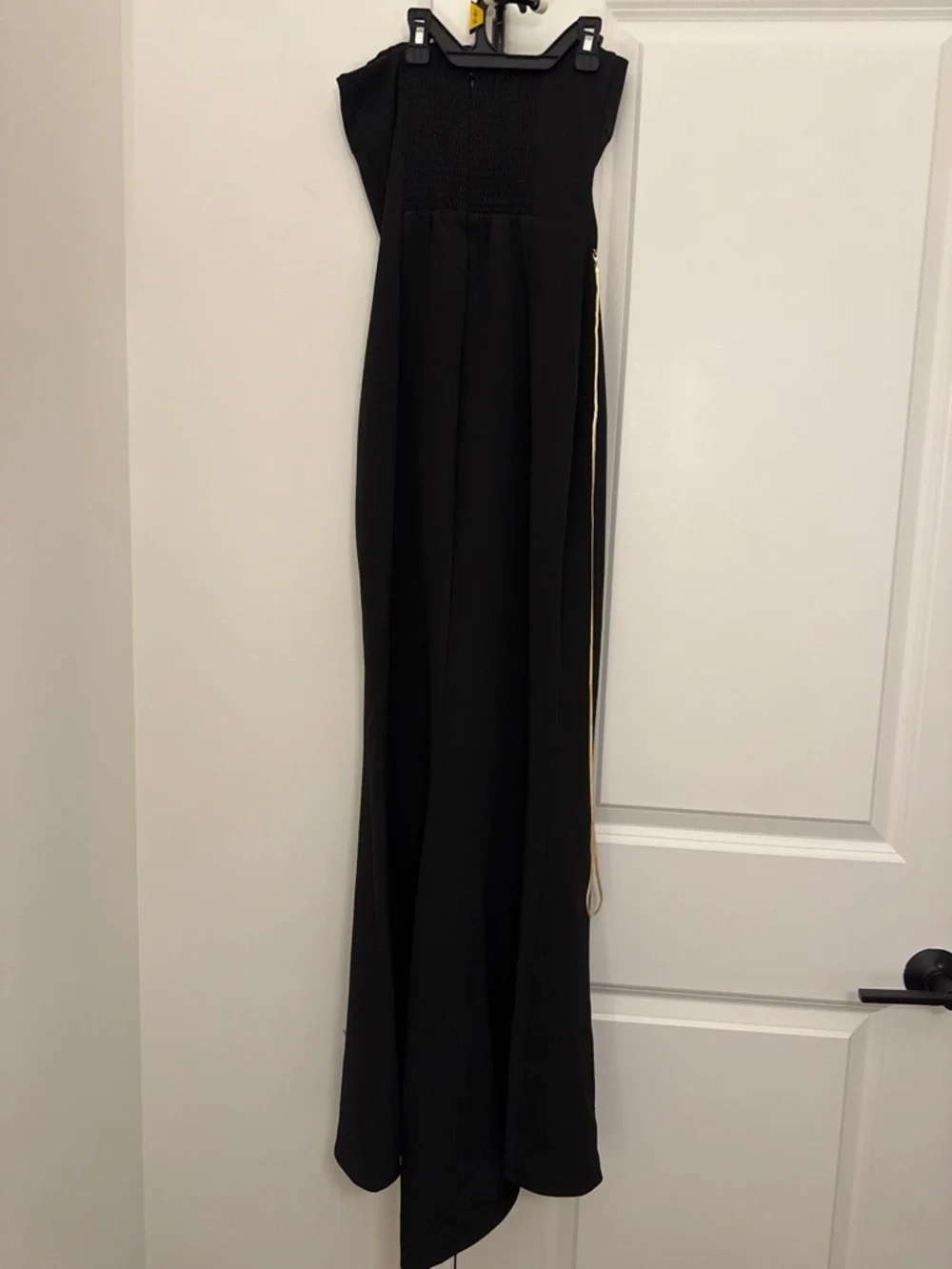 Beautiful Mare Mare Strapless Black Evening Gown with Gold Accent - Picture 4 of 5